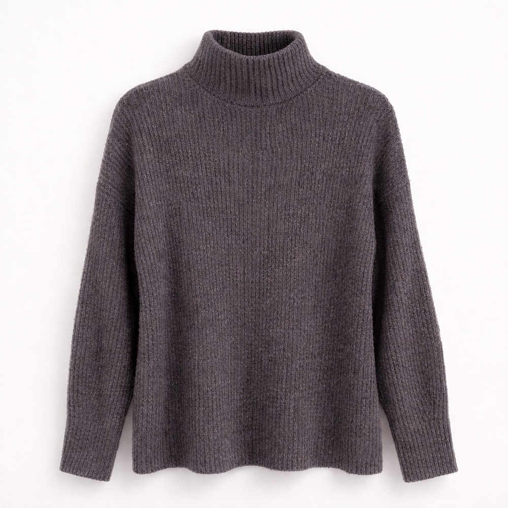 French Connection Cowl Neck Rib Knit Sweater Gray XS